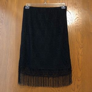 Vintage XOXO blace lace fringe retro flapper mini skirt S
